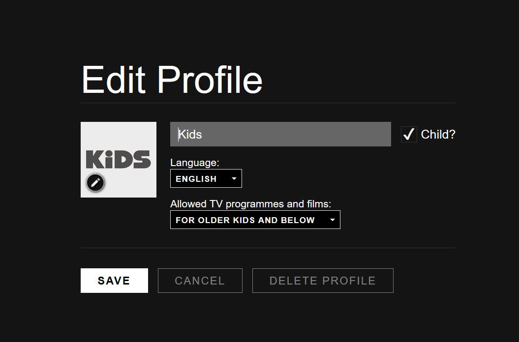 parental controls in netflix editing profile