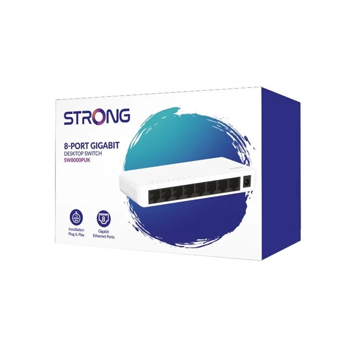 Strong 8 Port Desktop/Wallmount Ethernet Gigabit Switch Plastic (SW8000PUK) - Image 3